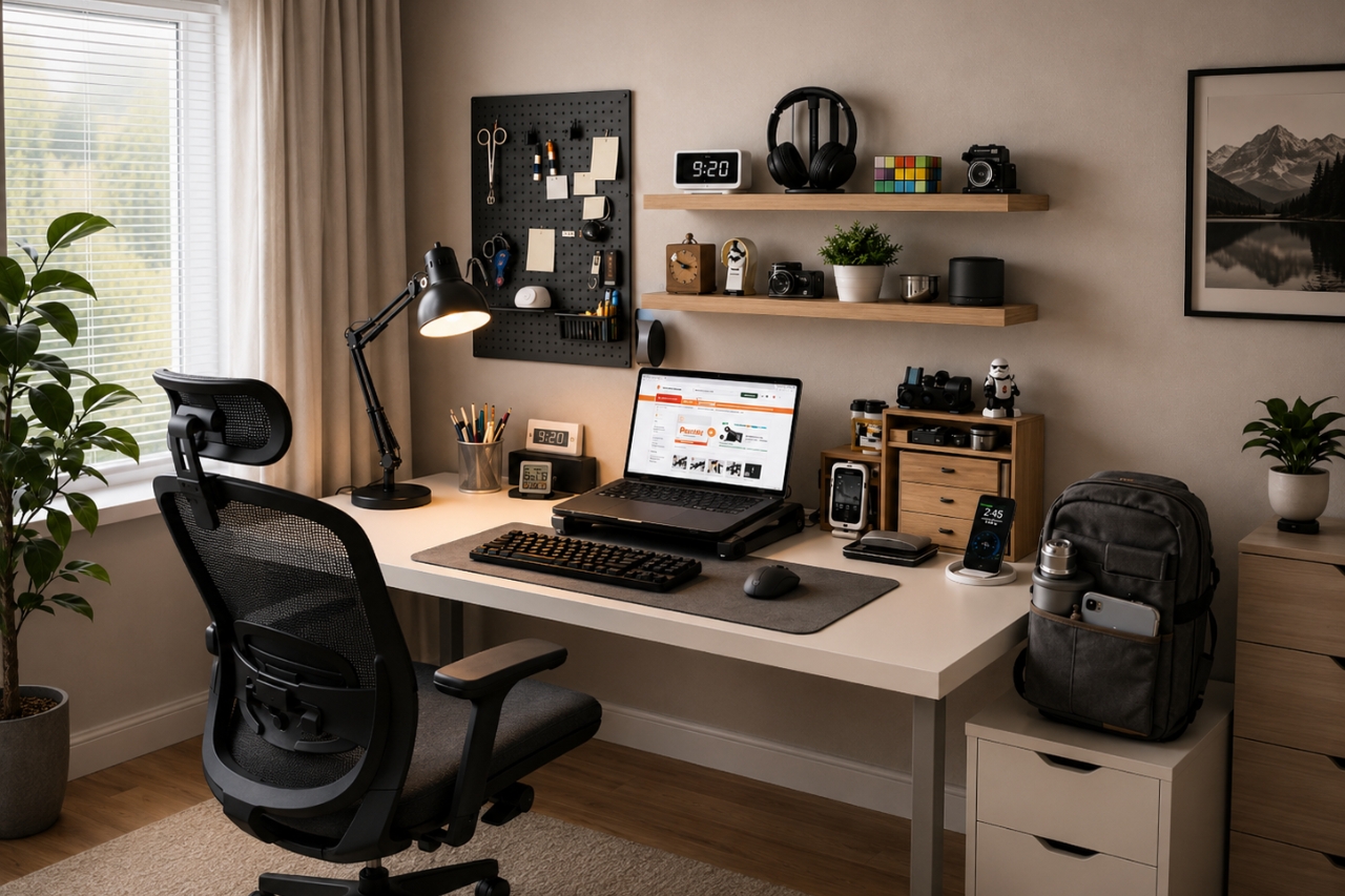 ergonomic desk setup for men