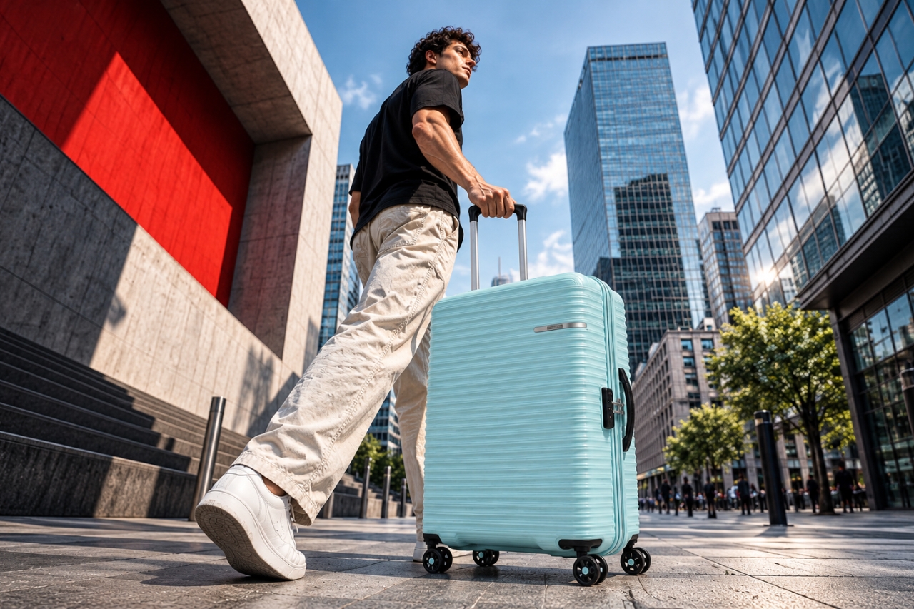 men travel luggage